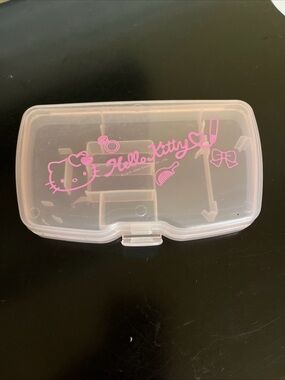 Vintage 2002 Hello Kitty Sanrio & co clear pink storage box 6.25 x 3.5 x 1”